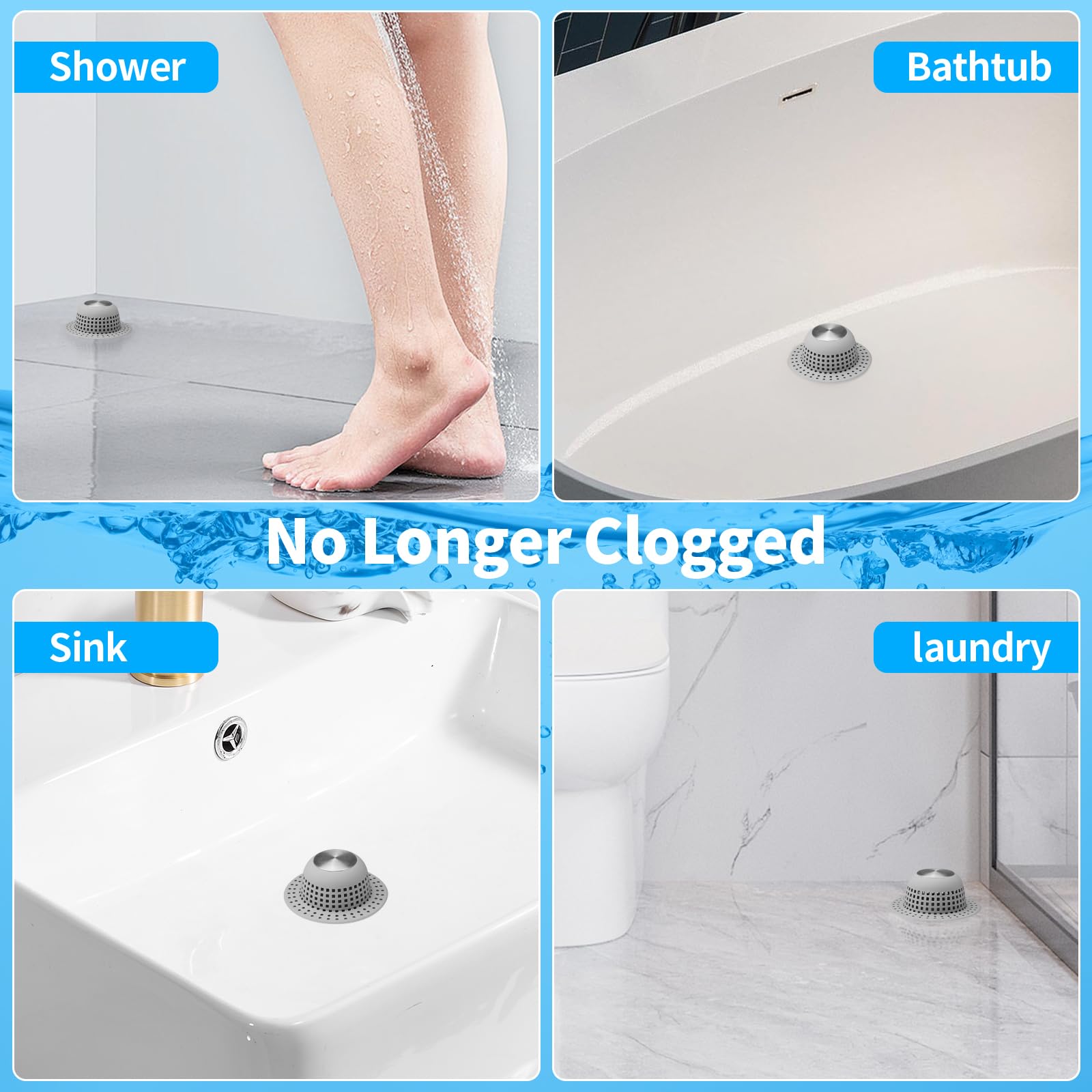 Aluvor Shower Drain Hair Catcher - Clog-Free Drains -2