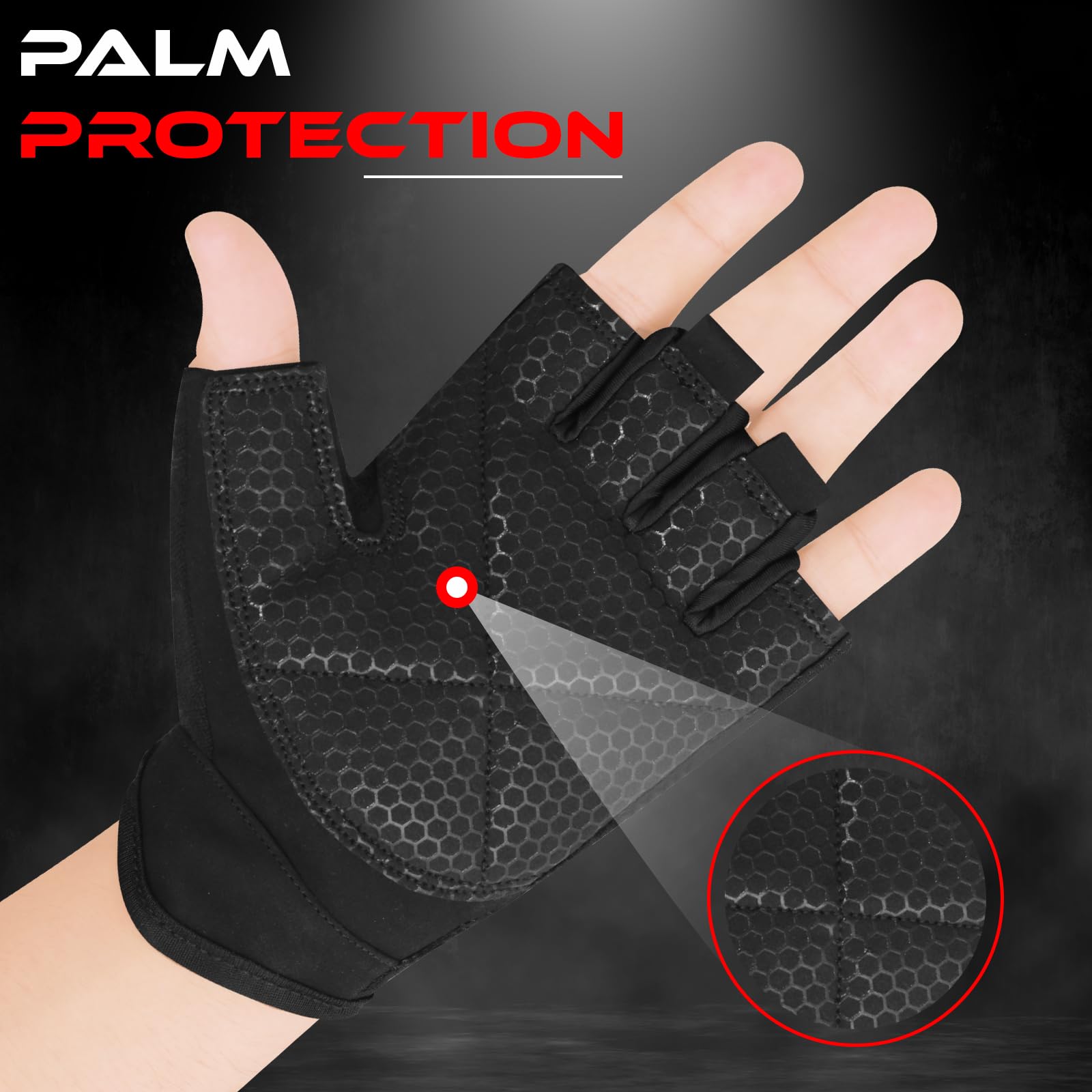 SAWANS Guanti da palestra per allenamento pesi guanti da uomo e donna traspiranti antiscivolo in silicone imbottito palmo protezione per esercizi di allenamento a mezze dita pull up manubri ciclismo