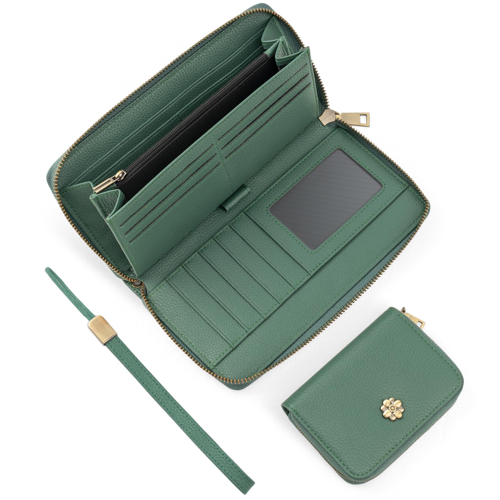 XINNSTAR 2 Pack Women's Wallet RFID Blocking Leather Zip Around Large Capacity Card Holder Ladies Phone Clutch Long Purse Wristlet