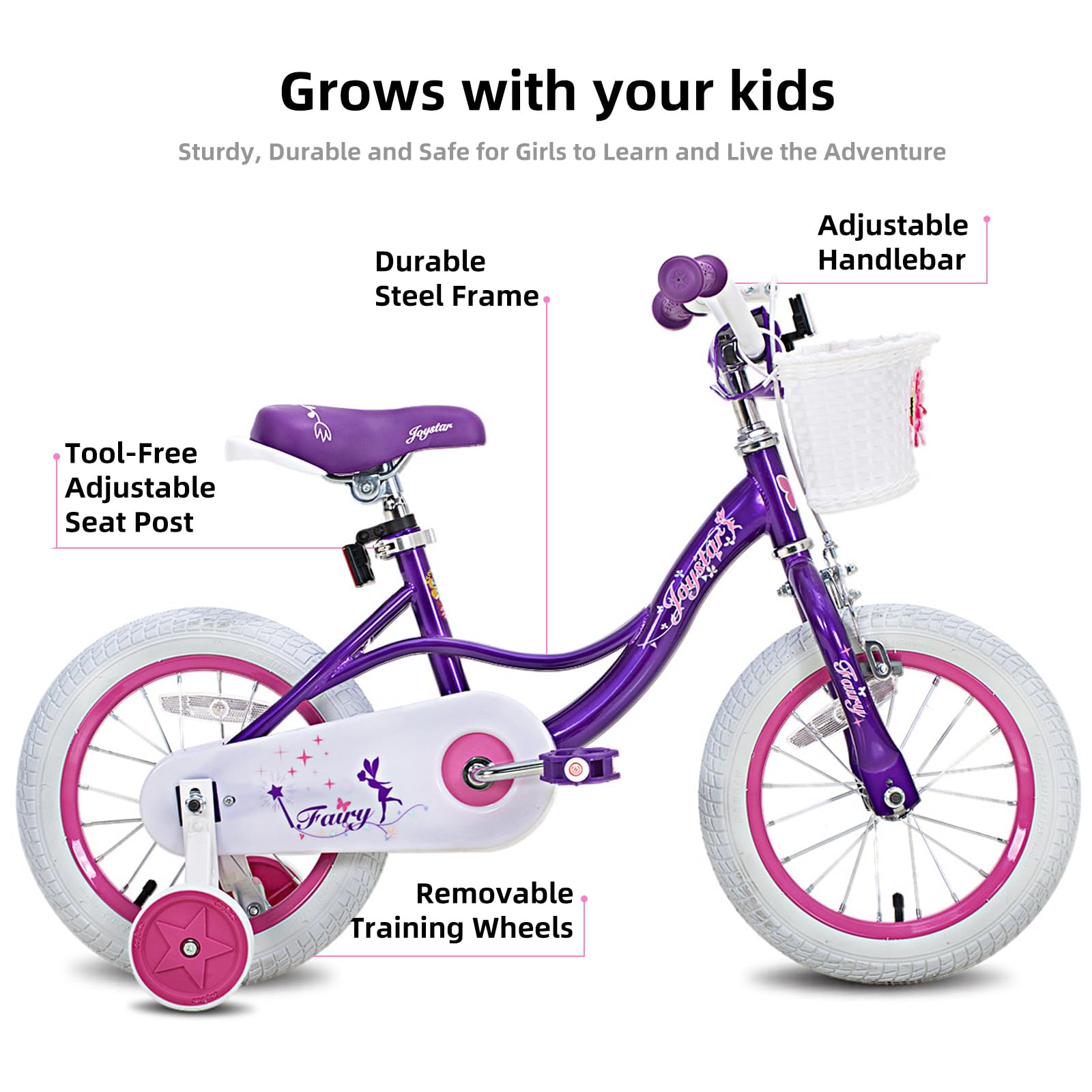 JOYSTAR 14 Inch Kids Bike Front Wheel Replacement - Includes Black Air Tire & Tube (Not For Huffy Bikes)