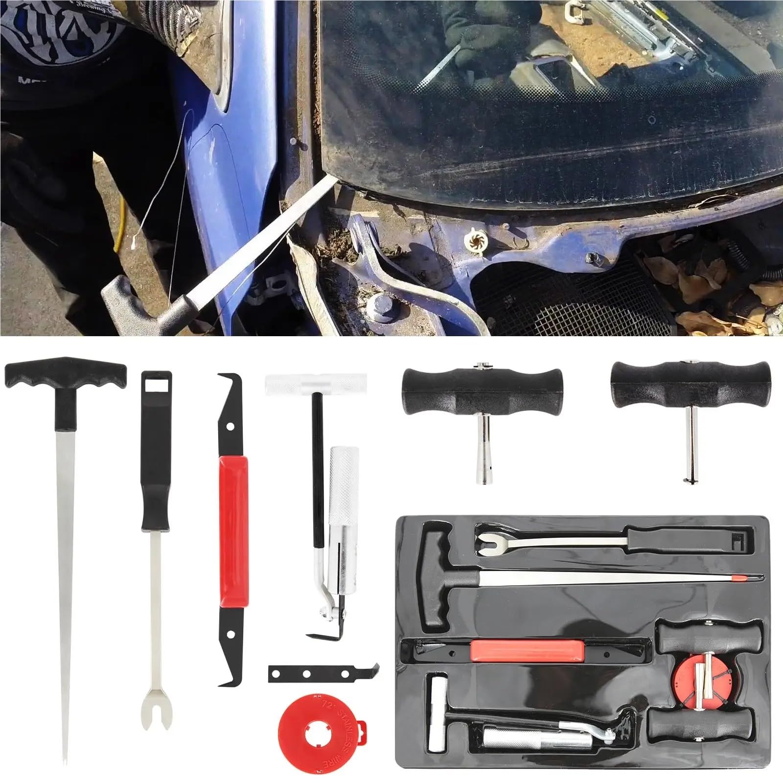 Kit de 7 Herramientas Profesionales for Quitar Parabrisas Coche, reparación for Cristales Ventanas para Hogar o Garaje