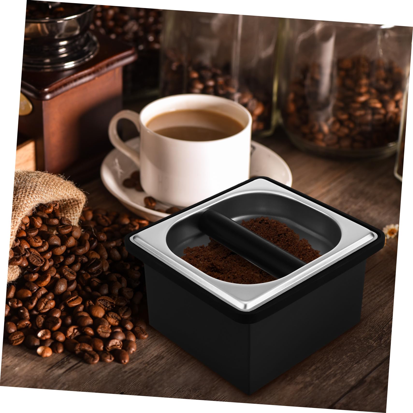 Toyvian Kaffeesatzbehälter Edelstahl Rutschfest Großer Abklopfbox Für Kaffeezubehör Mit Abnehmbarem Behälter Zur Kaffeesatzentsorgung