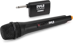 Portable VHF Wireless Microphone System - Professional Battery Operated Handheld Dynamic Unidirectional Cordless Microphone Transmitter Set w/Adapter Receiver, for PA Karaoke DJ Party - Pyle PDWM91