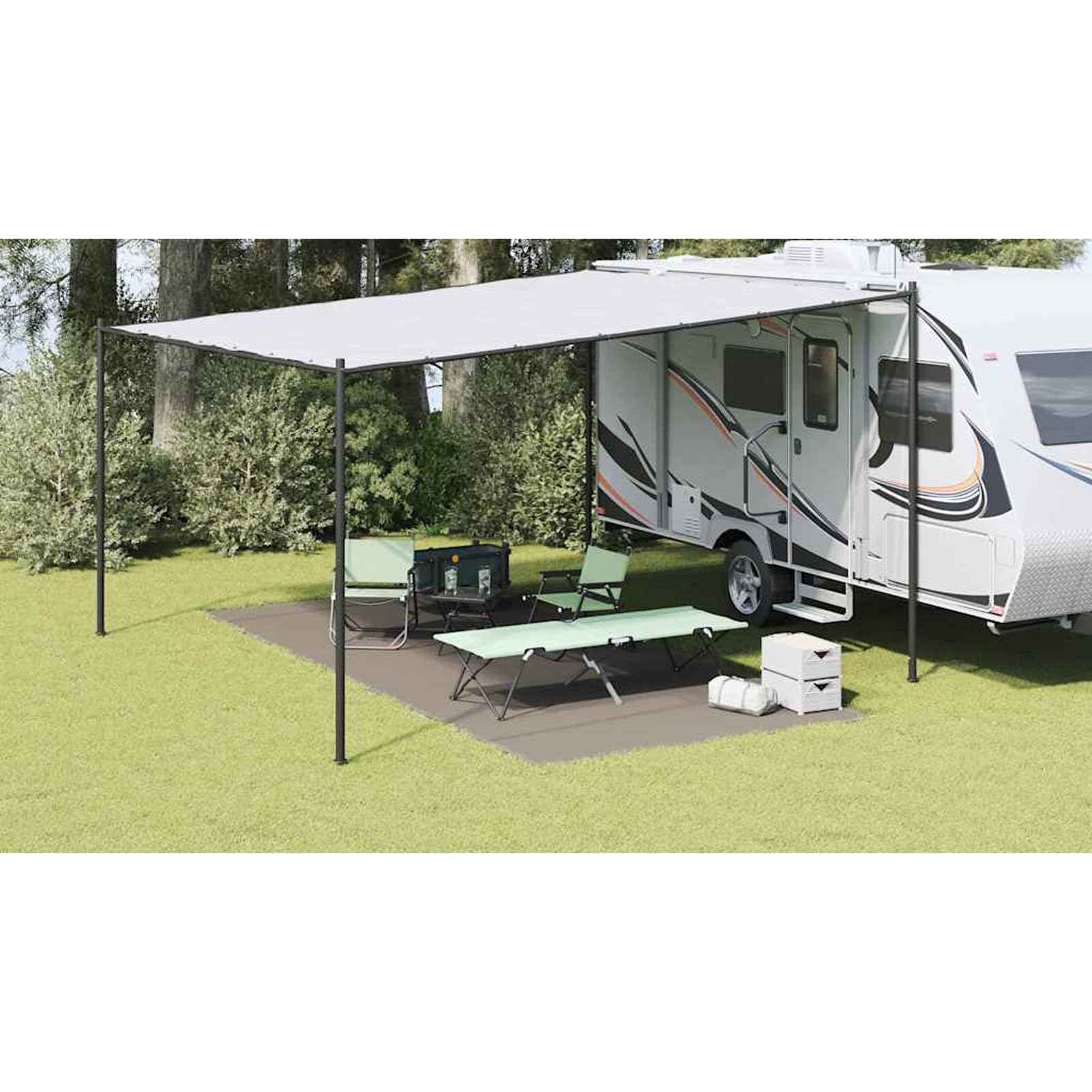Gecheer Zeltzubehör Hellgrau Polyester 250 x 550 cm Leichtgewicht Outdoor Zeltdeckel Vorzeltteppich Picknickdecke Camping Teppich