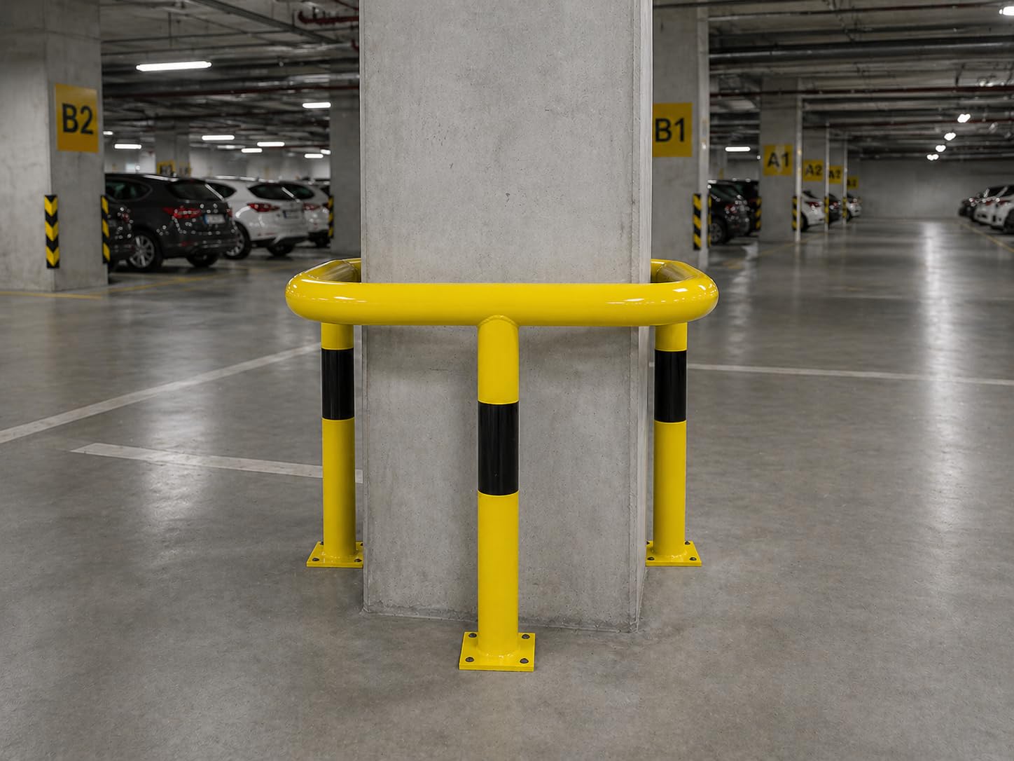 Arceau de protection en U - Diamètre : 42 mm - Hauteur : 50 cm - Noir - Cheville - Acier - 60 x 60 x 60 cm - Arceau de protection d'angle - Arceau de protection murale