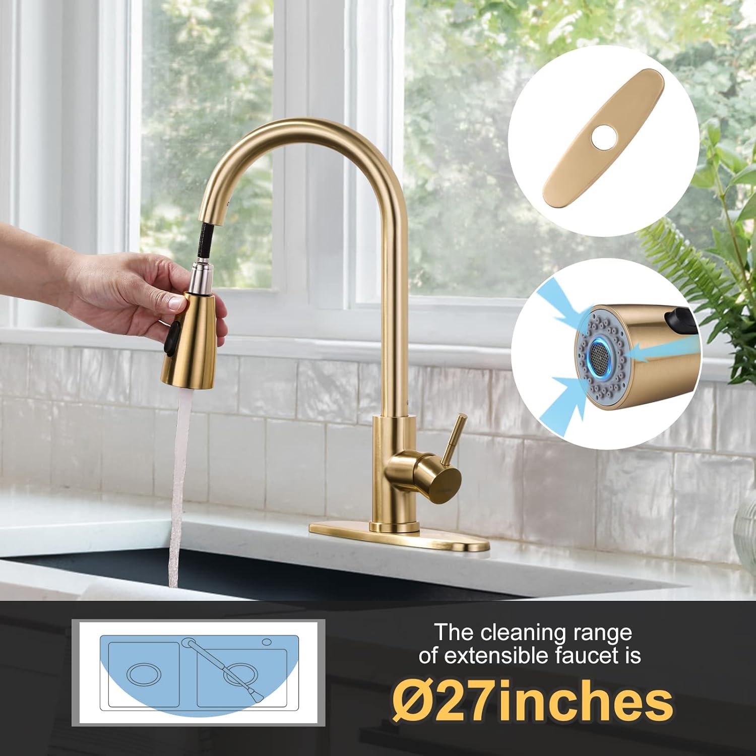 WOWOW Pot Filler and Kitchen Faucet with Sprayer