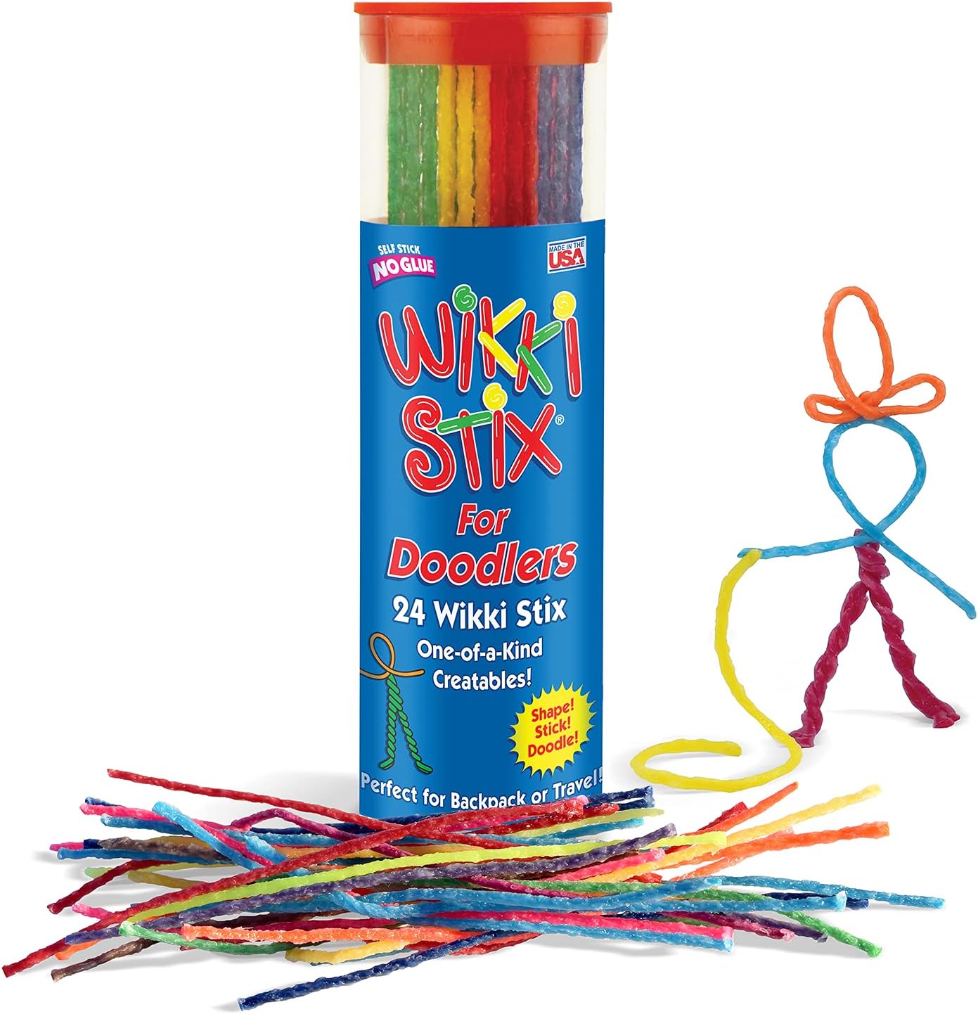 WikkiStix Sensory Fidget Toy, Arts and Crafts for Kids, Non-Toxic, Waxed Yarn, 6 inch, Reusable Molding and Sculpting Sticks, American, Assorted Colors, 24 Count (Pack of 1), Multi