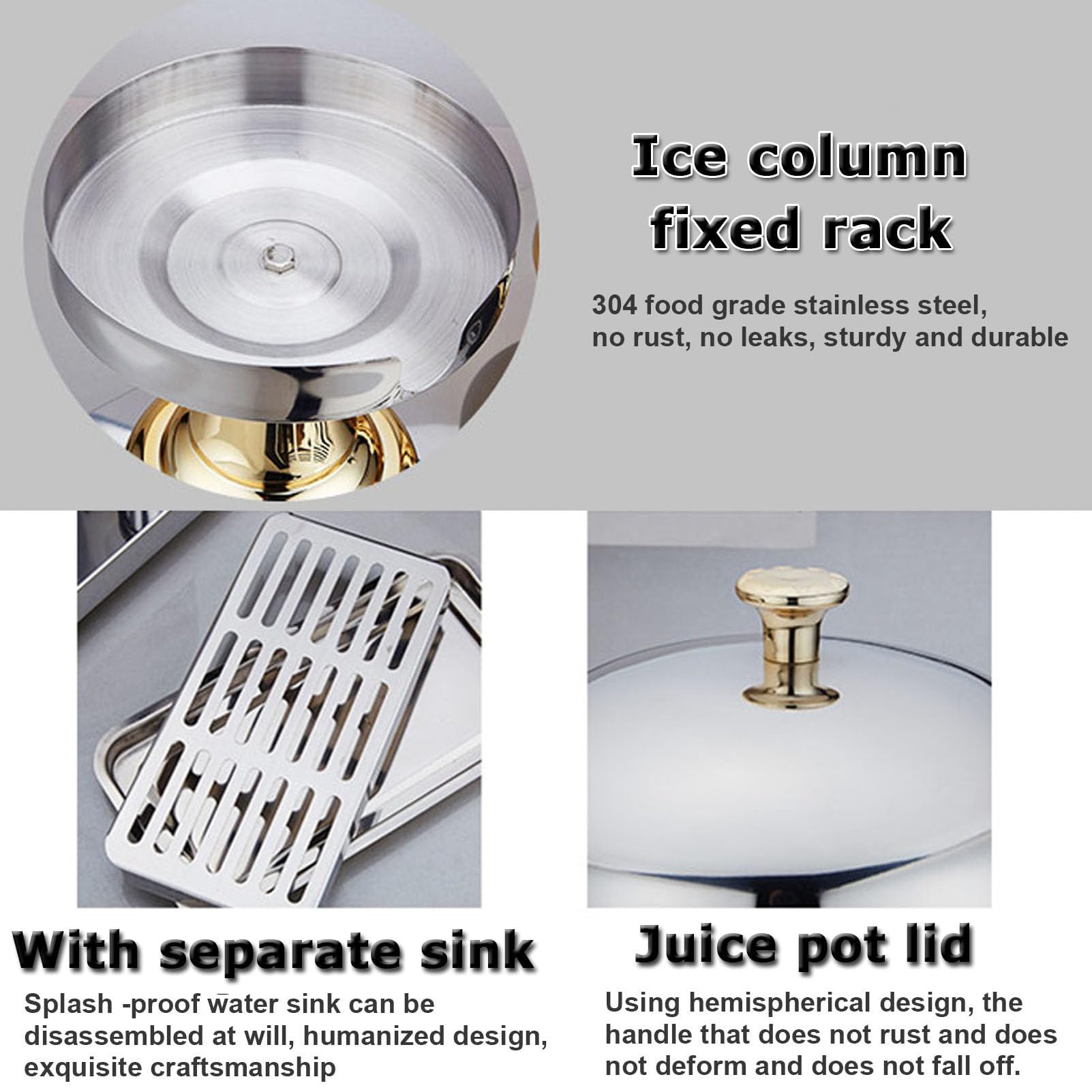Distributore commerciale per bevande, in acciaio inox 304 e vetro trasparente, per bevande fredde/calde, ideale per colazione a buffet, bar e hotel