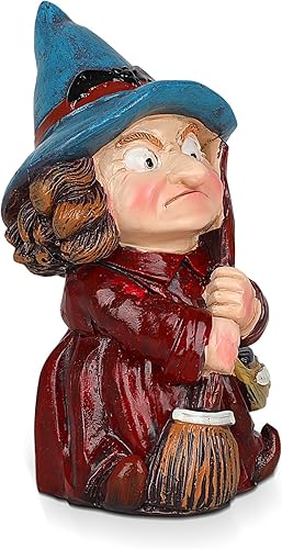 Miniatura 3 de Estatuas de gnomos de jardín de brujas, divertidas estatuas de bruja enana para exteriores, figuras coleccionables para decoración de patio,