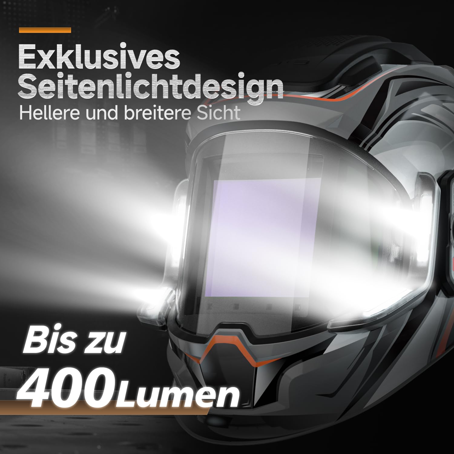 ANDELI Schweißhelm Automatik mit 4-Punkt LED & True Color – 180° Panorama 9,5x9,1cm + Seitenfenster, 6 Sensoren, 1/30000s, 2400mAh Akku USB-C, Schattierung 4/5-9/9-13, für MIG/MAG/Wig/MMA