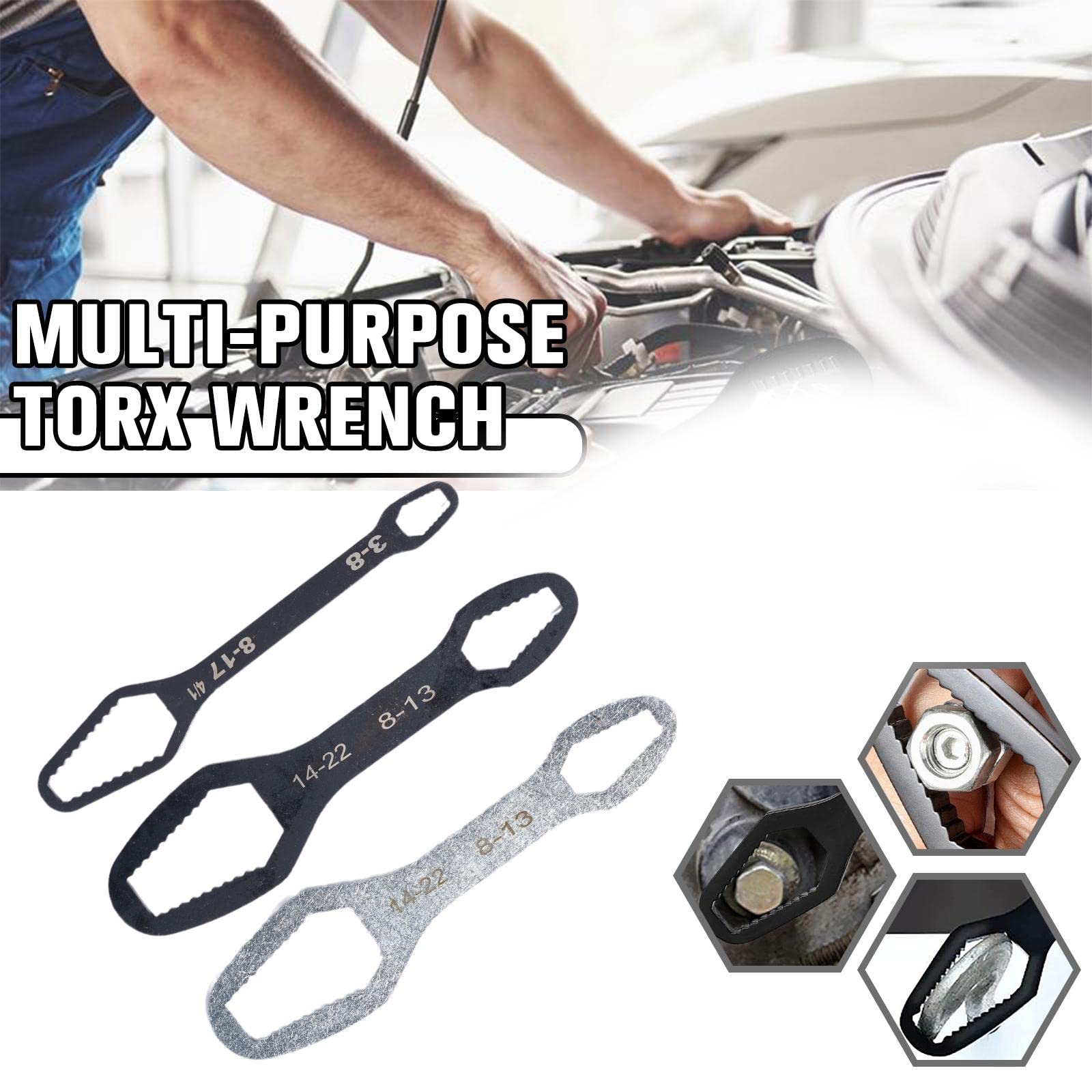 Clé Universelle, Double Tête Auto-serrante, Clé Multifonction, Clé Torx