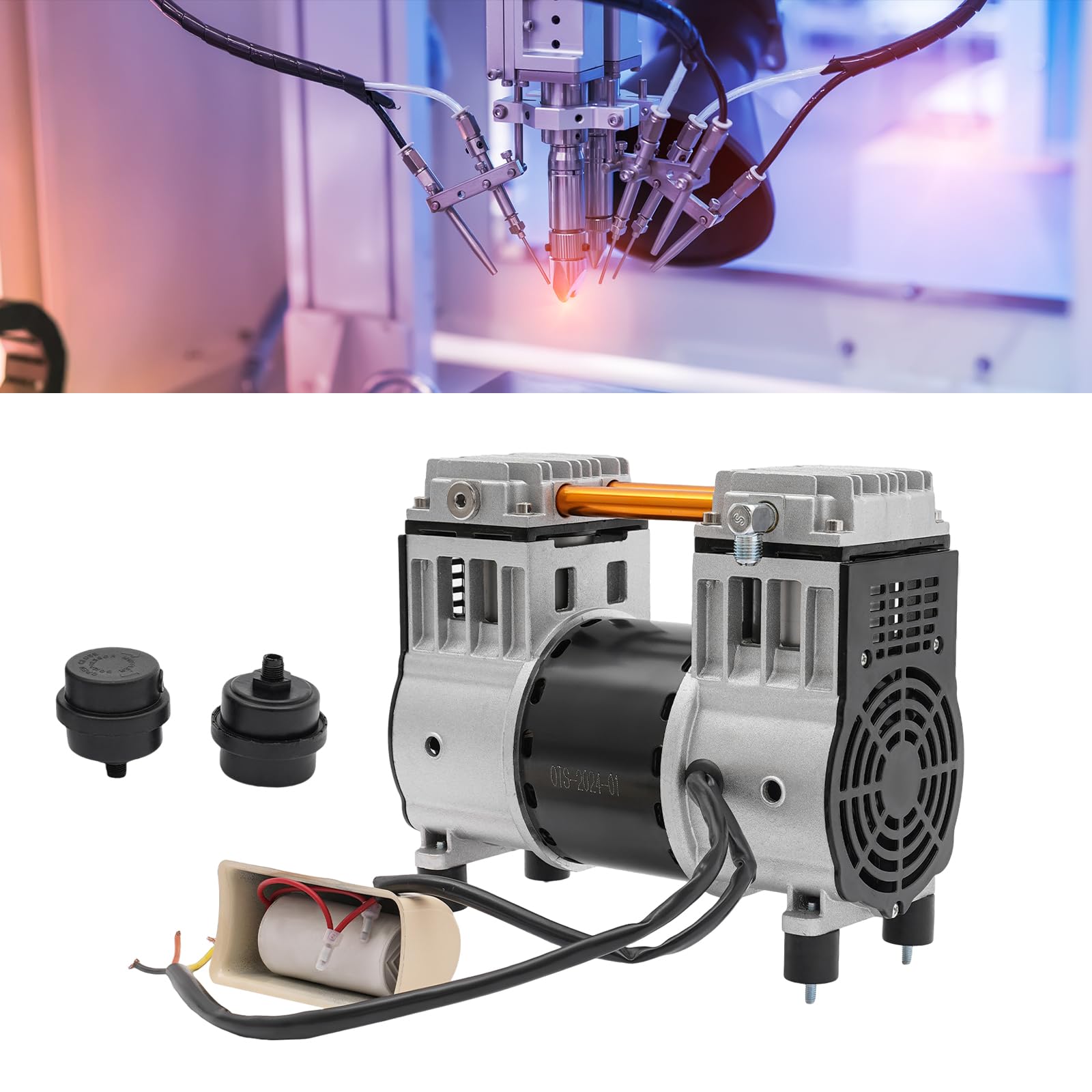 Compresor de aire, sin aceite, 980 W/1500 W, silencioso compresor de aire comprimido, motor de cobre con protección contra sobrecalentamiento, compresor de taller para reparación de coches (compresor