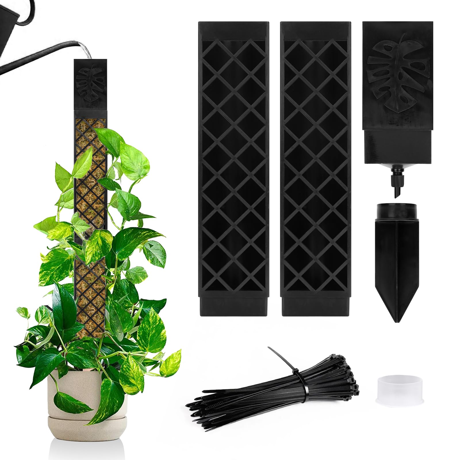 LangRay Pręt do mchu do roślin pokojowych Monstera, 2 x 25 cm, samonawadniające się pręty z tworzywa sztucznego, do roślin pnących, pomoc w wspinaczce