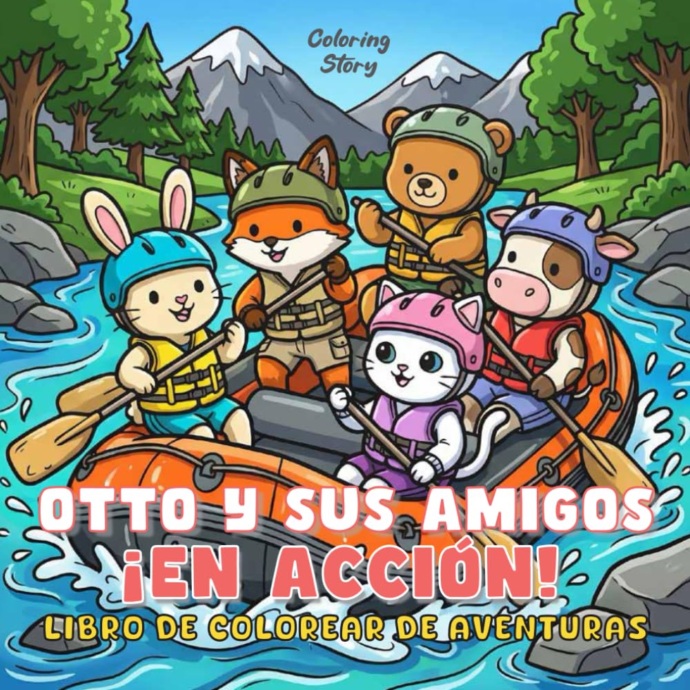 OTTO y sus amigos : ¡En Acción!: Libro de Colorear de Aventuras Lindas para Adultos y Adolescentes – Animales Adorables en Deportes y Trabajos Geniales – Líneas Gruesas para Relajación y Antiestrés