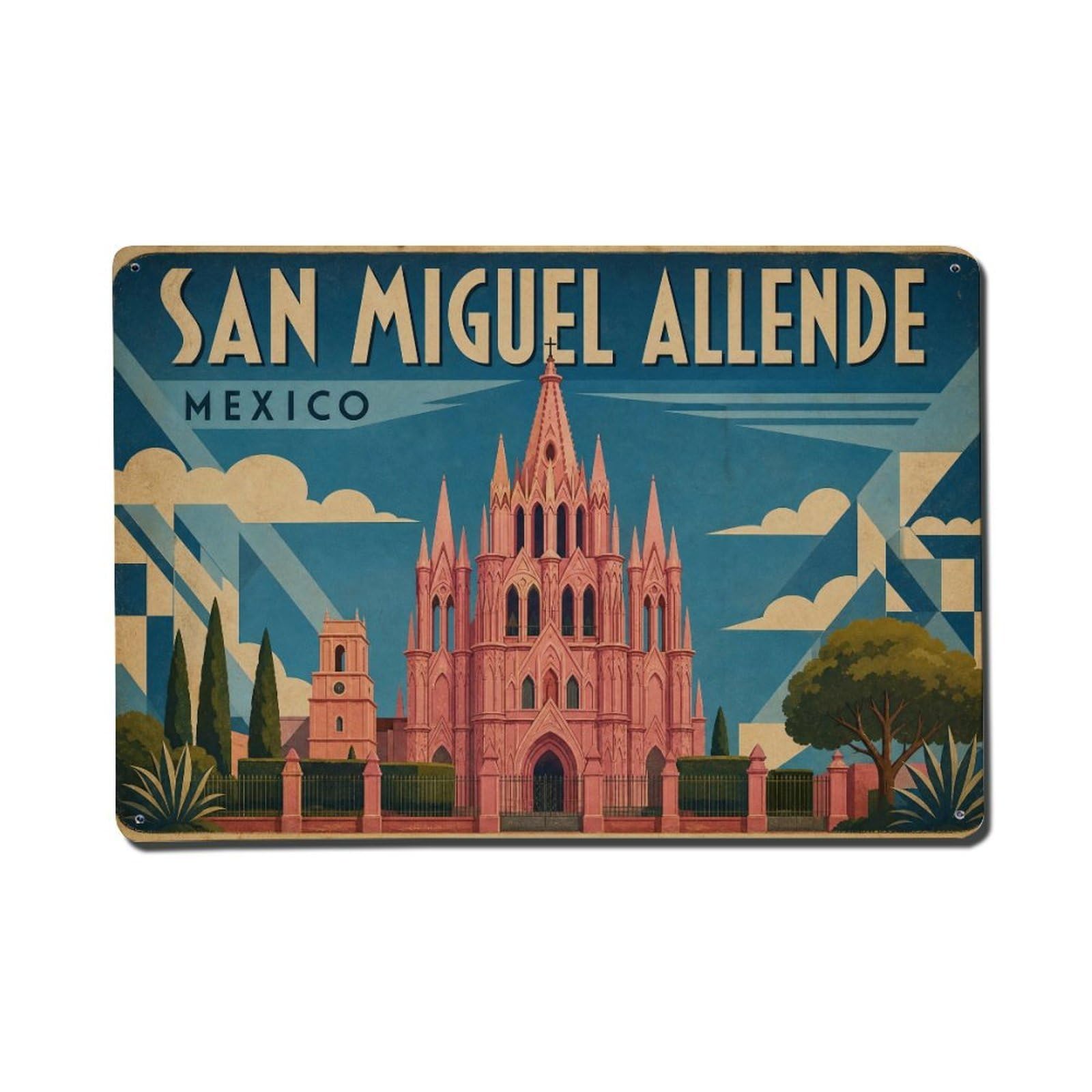 Travel Vintage Mexico San Miguel Allende Metal Tin Sign