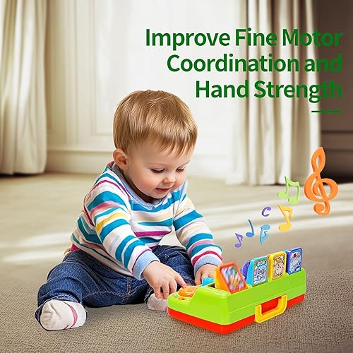 Miniatura 9 de FS Juguete desplegable para niños pequeños con música y luz, causa y efecto para bebés de 6, 9, 12, 18 meses, juguetes educativos de aprendizaje
