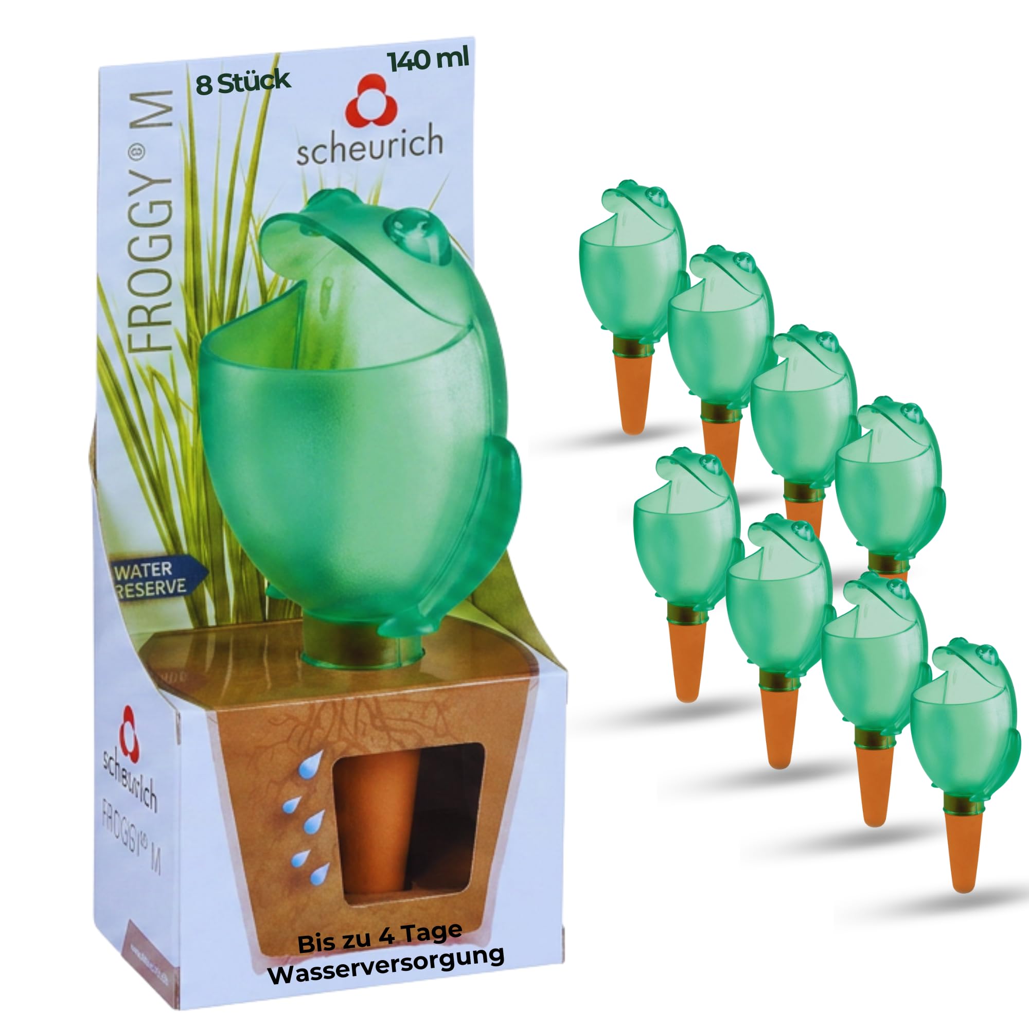 Dozownik wody "Froggy" M kolor zielony, rozmiar 15 cm, pojemność 140 ml do 4 dni nawadniania roślin (8)