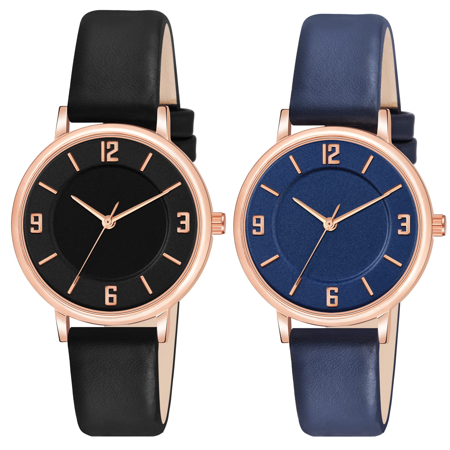 CLOUDWOOD Combo Pack of Analog Wrist Watch for Womens and Girls (Multicolor Dial Black & Navy Blue Coloured Strap) (B0B2JZVDQY) Amazon Price History, Amazon Price Tracker