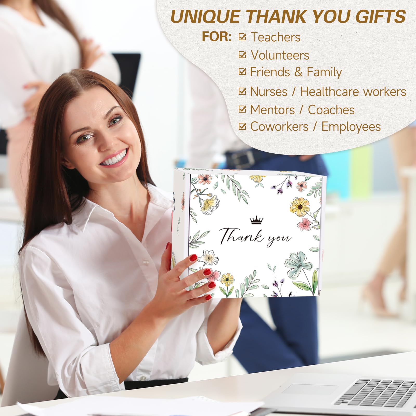 Regalos de agradecimiento para colegas, 9 piezas de regalos de agradecimiento para mujeres, regalos de agradecimiento para profesores, cesta de regalo de agradecimiento para mujeres