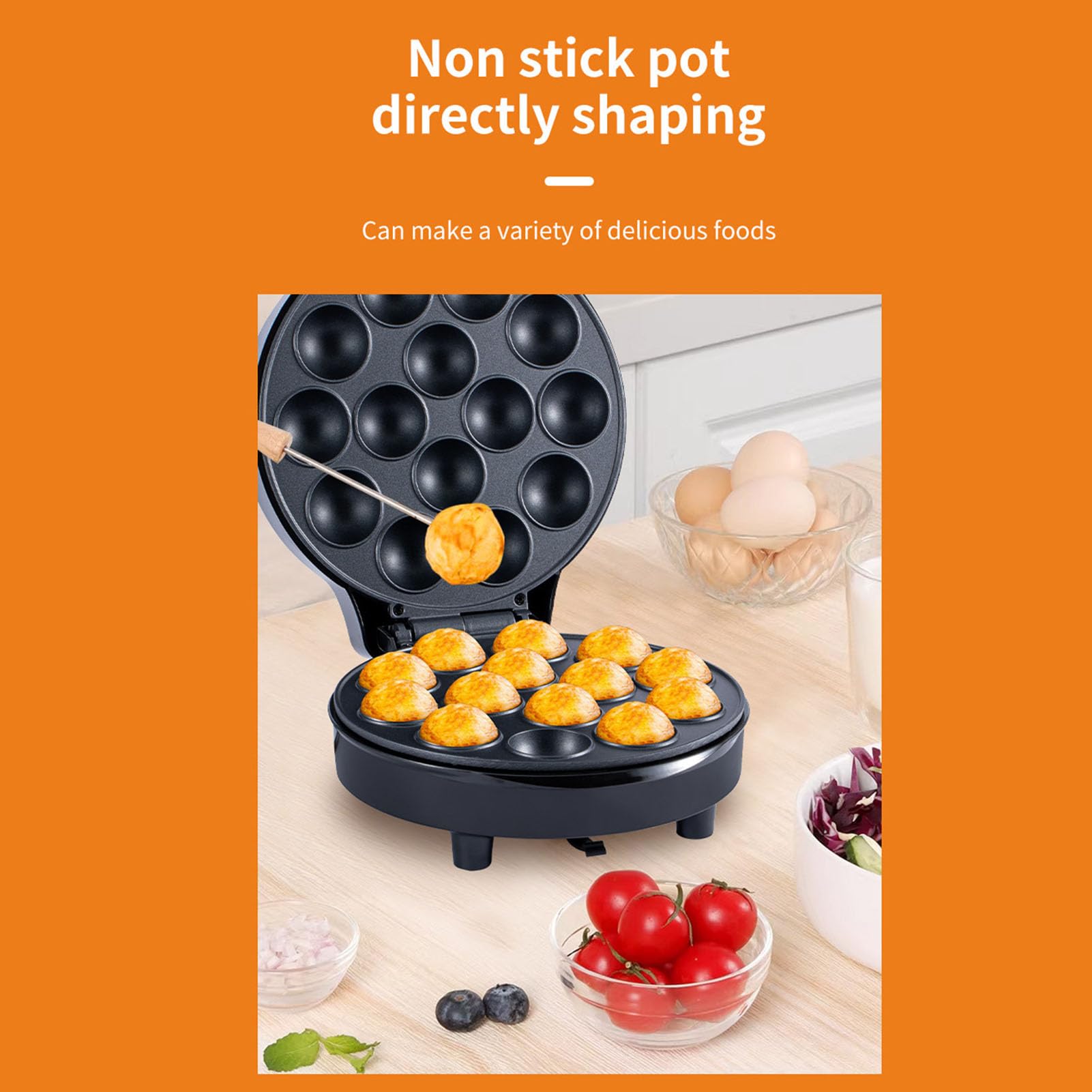 Zerodis Maker de Takoyaki électrique, 750W Aluminium 14 Trous Japonais Octopus Ball Maker Pan Takoyaki Making Machine Machine Electric Breakfast Machine pour le Petit Déjeuner à la