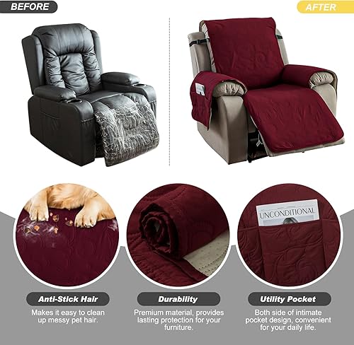 Vista 24 de Funda para silla reclinable 100% impermeable, fundas de silla reclinable para silla reclinable, funda de tela antideslizante para sala de estar