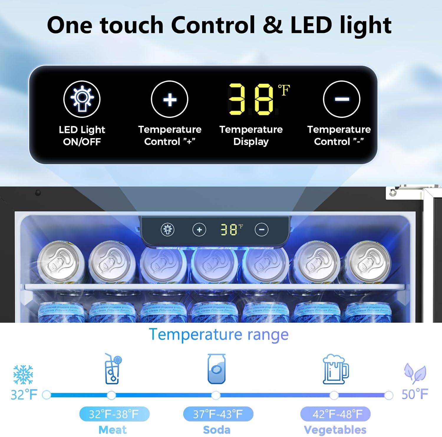 Electactic 24 Inch Beverage Refrigerator, Under Counter Beverage Cooler 180 Cans, Built-in & Freestanding, Outdoor Fridge with Stainless Steel Door, Outdoor Refrigerator for Patio, Home, Kitchen, Bar