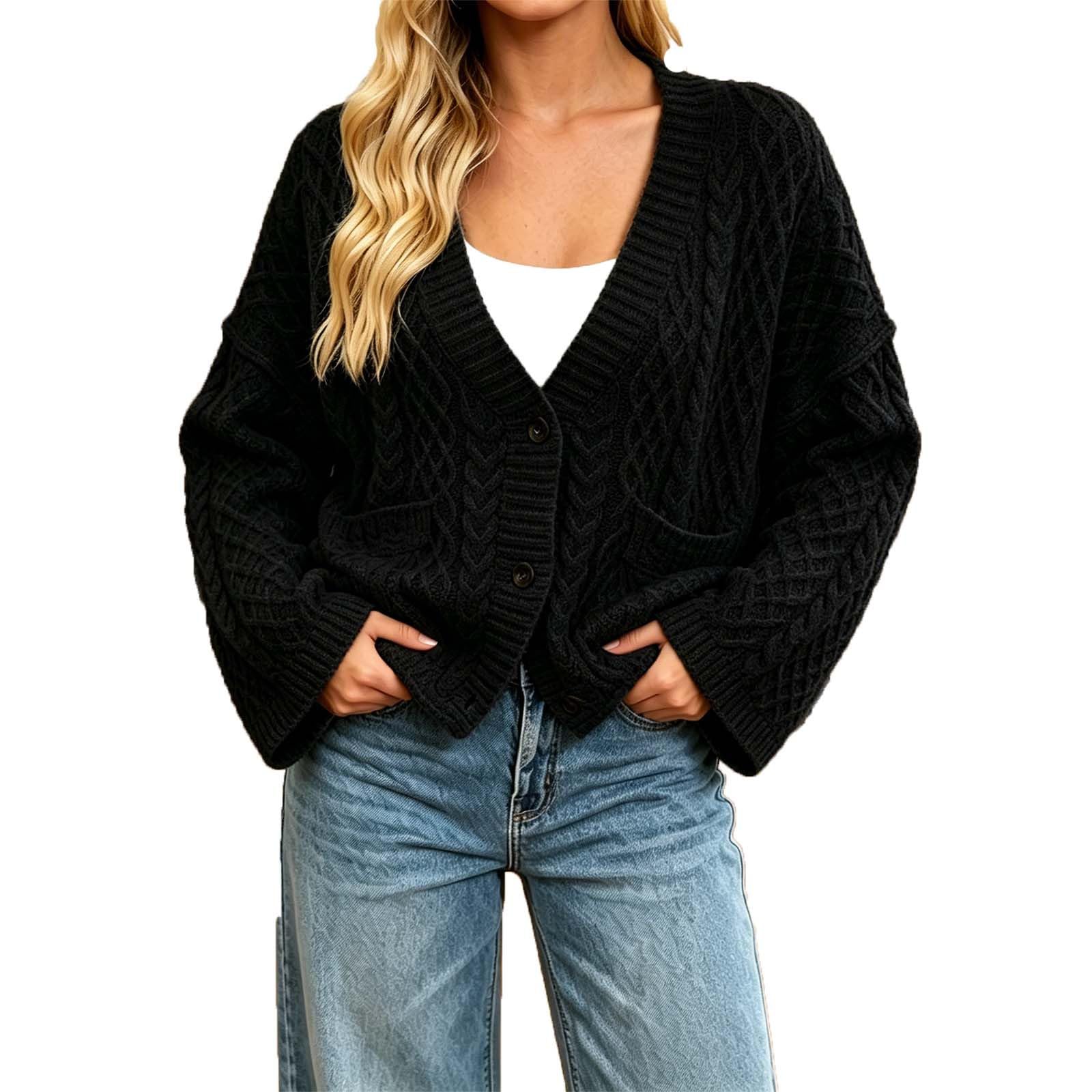 Générique Cardigan Femme Gilets Femme - Gilet Cardigan Ample en Maille Unie Idéal pour L'Automne Et l'hiver