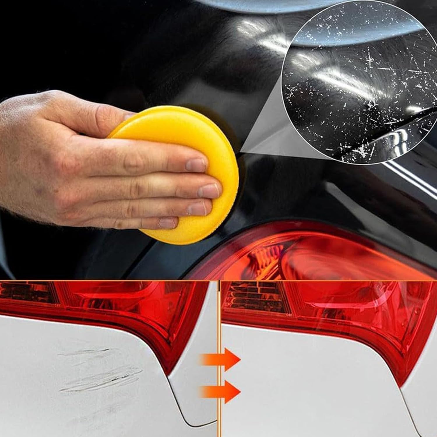 Schneller Kratzer Entferner Auto 120ml,Auto-Kratzer-Entferner für tiefe Kratzer,Auto-Polierwachs-Kratzer-Entferner für Fahrzeuge,Kratzerentferner Autolack mit Schwamm & Tuch (2PC)