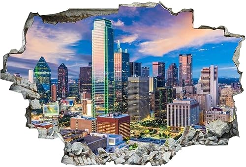 Miniatura 8 de Calcomanías de pared rotas 3D de Chicago, Illinois, Estados Unidos, paisaje urbano de 36 x 24 pulgadas, vinilo de pared extraíble, despegar y pegar,