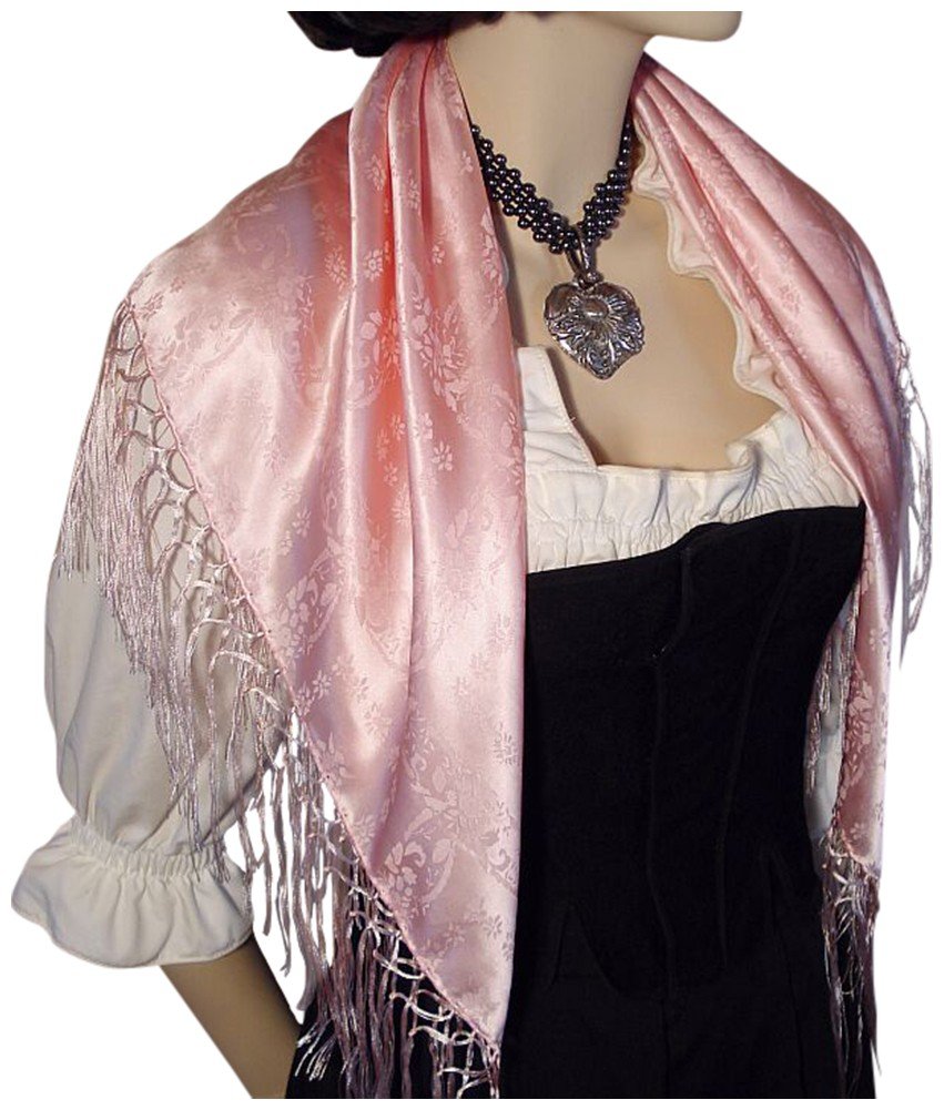 Trachten Mayr Seidentuch Dirndl-Trachtentuch Tuch rosa 75x75cm Dirndltuch Seide Fransentuch für Tracht Trachtenseidentuch mit Fransen Schultertuch Halstuch silk clouth hochwertigste Qualität!