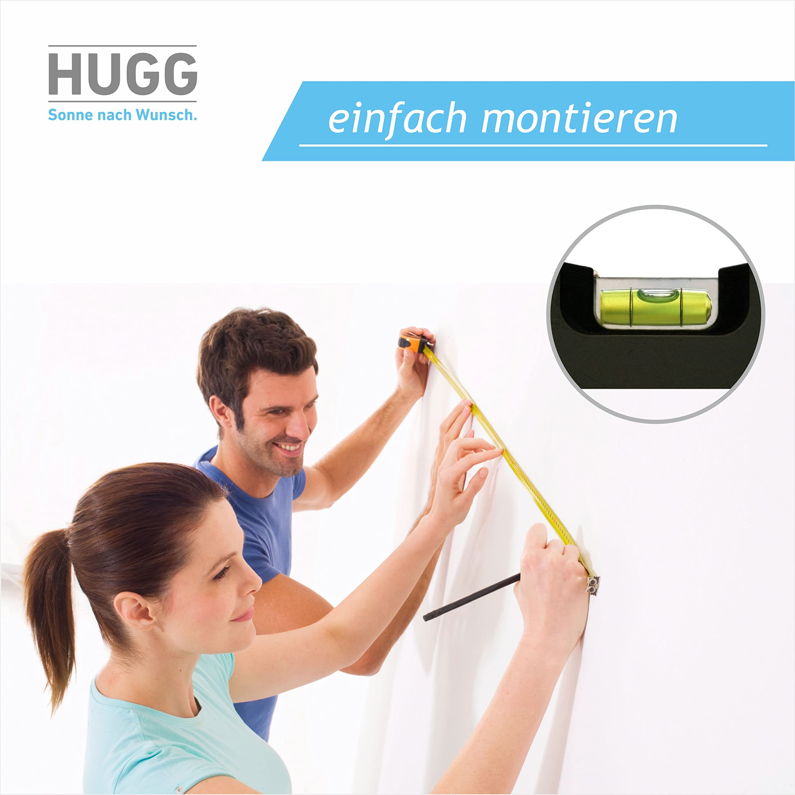 HUGG Gardinenstange Cap (vm.77) Ø 16mm, Wandmontage, Edelstahl-Optik - 200 cm