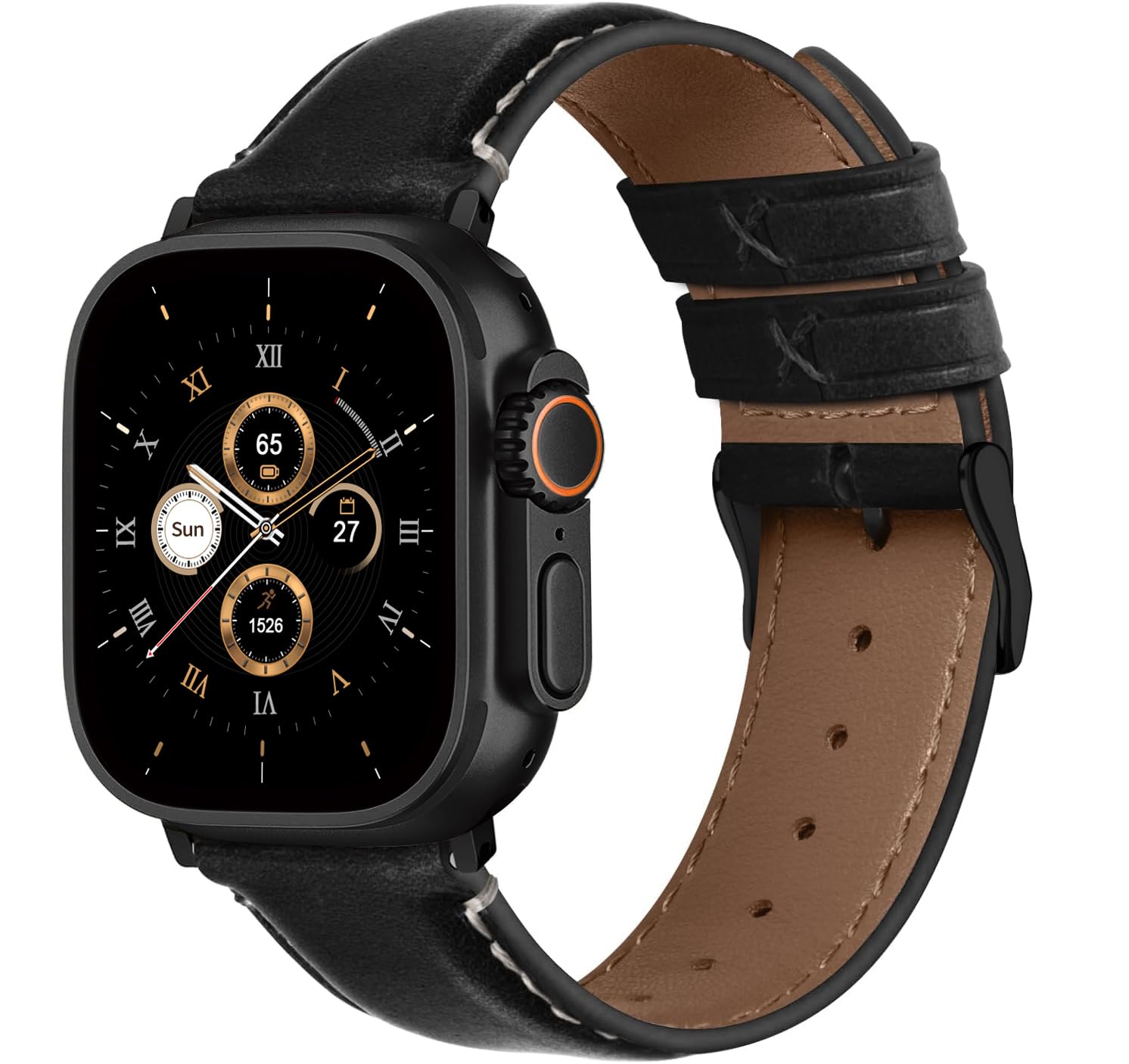 時計 Apple Watch ban Black Leather Link S/M Black Leather & Rubber Hybrid Apple Watch Band | BARTON