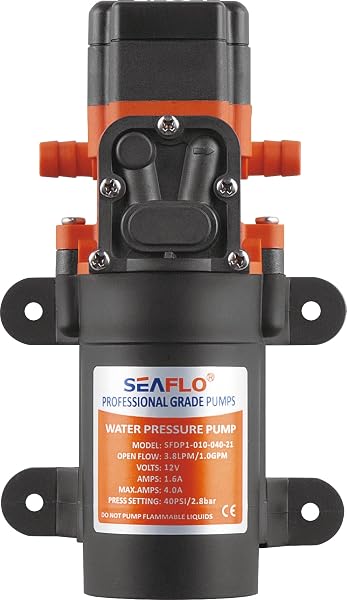 LIGHTEU®, Seaflo DC 12V 4,3LPM 2,4 bar 21S Pompa a membrana autoadescante per acqua su richiesta per camper, yacht, giardino, camper - 5