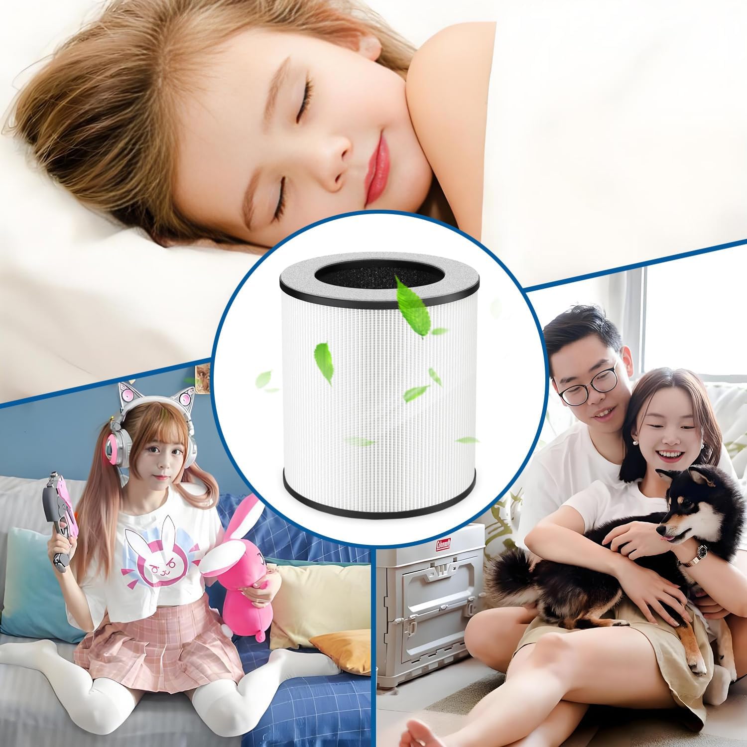 True HEPA Filter Compatible With AnEgoe ZXBEER ZXA101 Air Purifier, H13 True HEPA Air Cleaner 360° 3-stage Filtration, 3-in-1 High-efficiency (2-Pack)