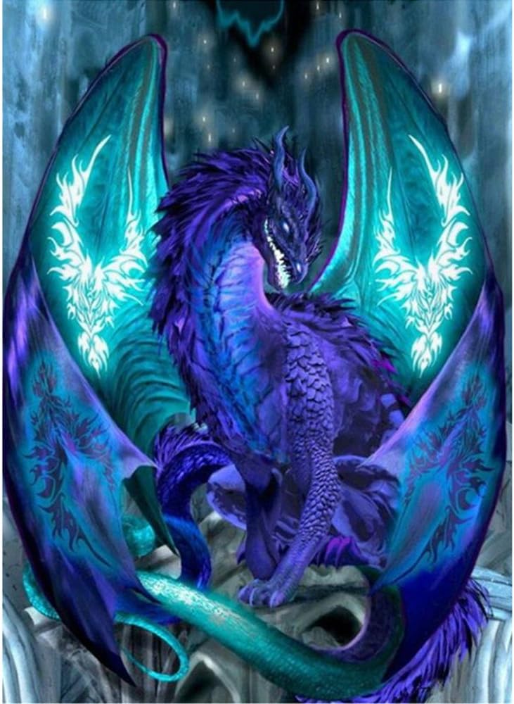 Moohue Needlework 14ct Counted Cross Stitch Kits Animal Dragon DMC Thread Cross Stitch Patterns Cross Stitch Fabric Needles Room Wall Decoration (Dragon)