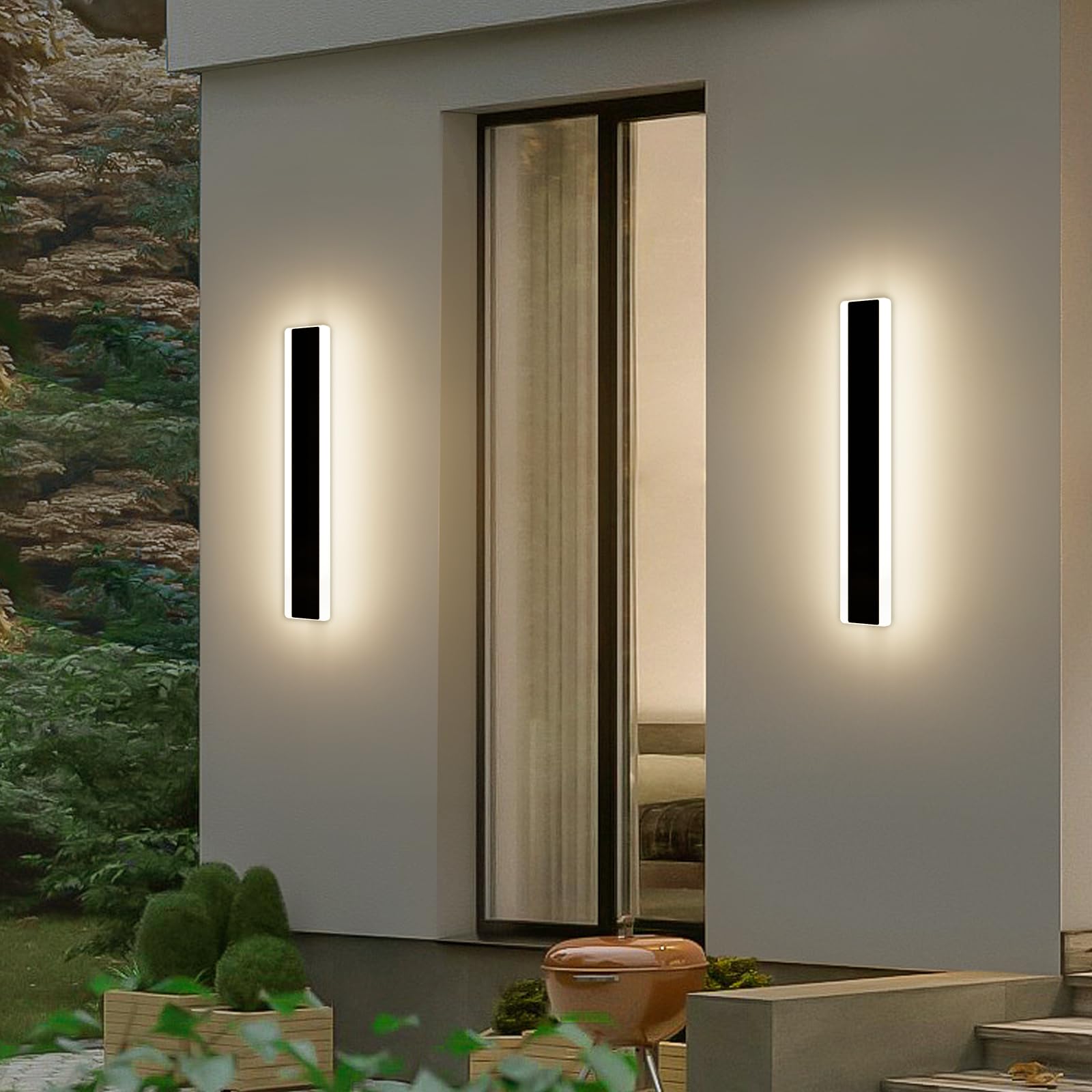 Outdoor Modern Wall Light 60CM, 18W 1100LM Long Strip Wall Sconce with 3000K Warm White Light, IP65 Rainproof Outside Porch Wall Fixture for Garden Patio Garage — view 39