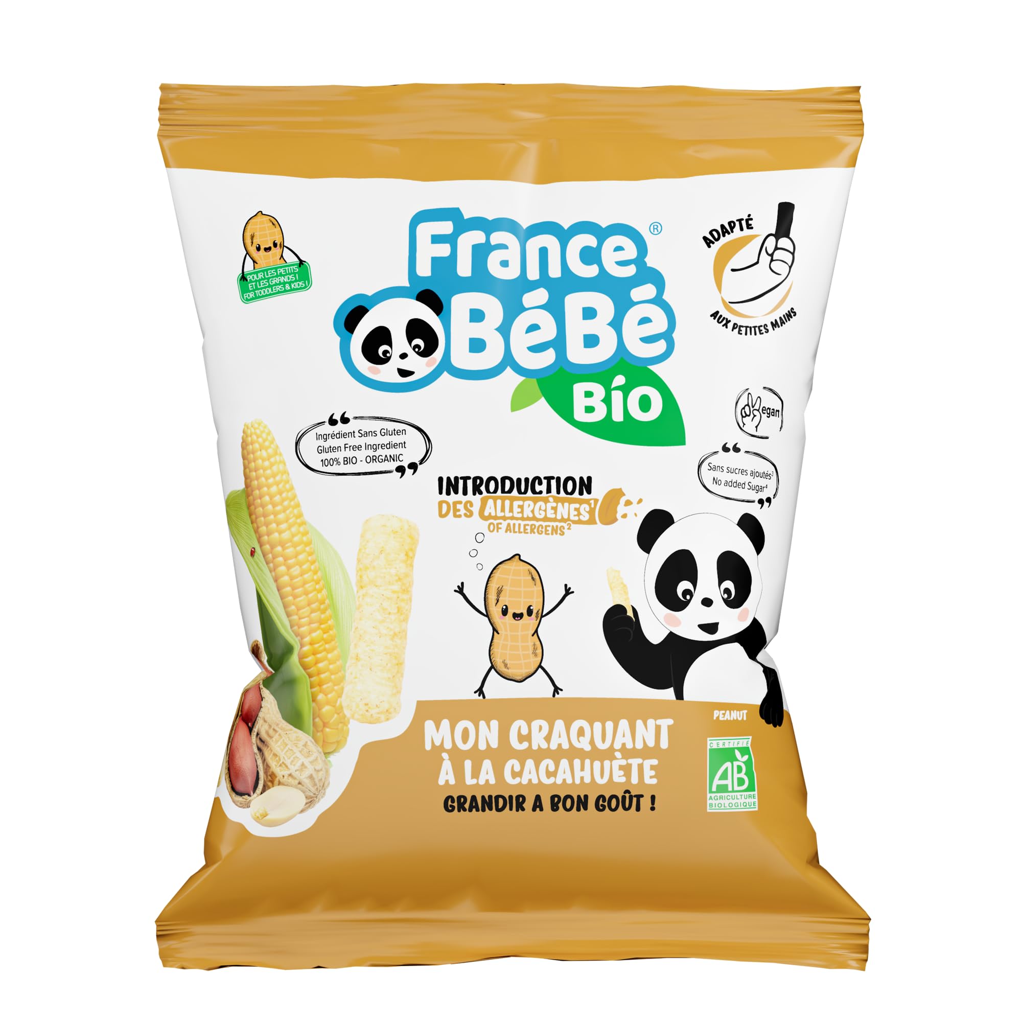 FRANCE BéBé BIO - Pack Biscuits de maïs soufflé BIO - Nature Tomate Carotte Cacahuète - Lot 18 sachets de 20g
