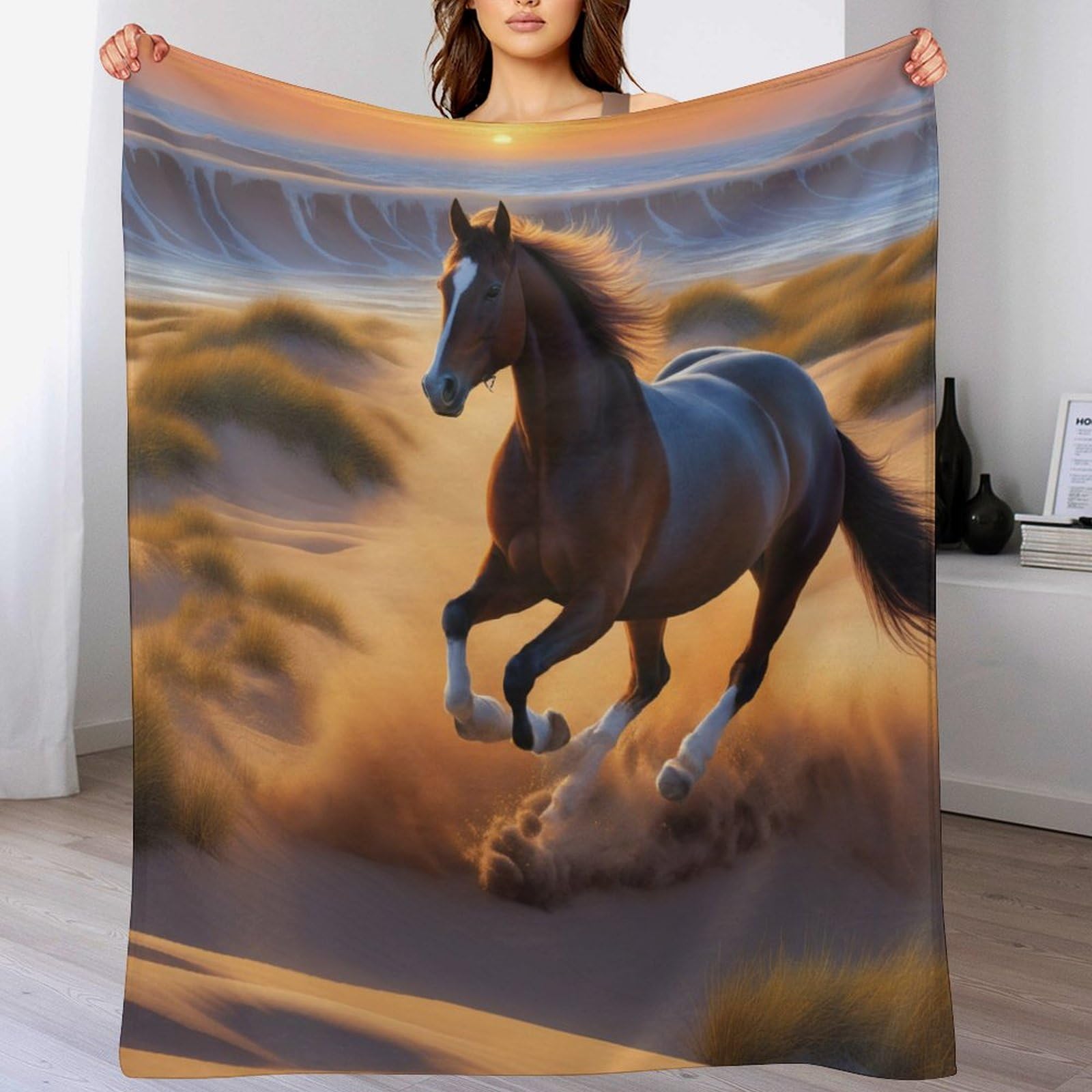 Couverture cheval chaude en flanelle lavable contre le froid du lit