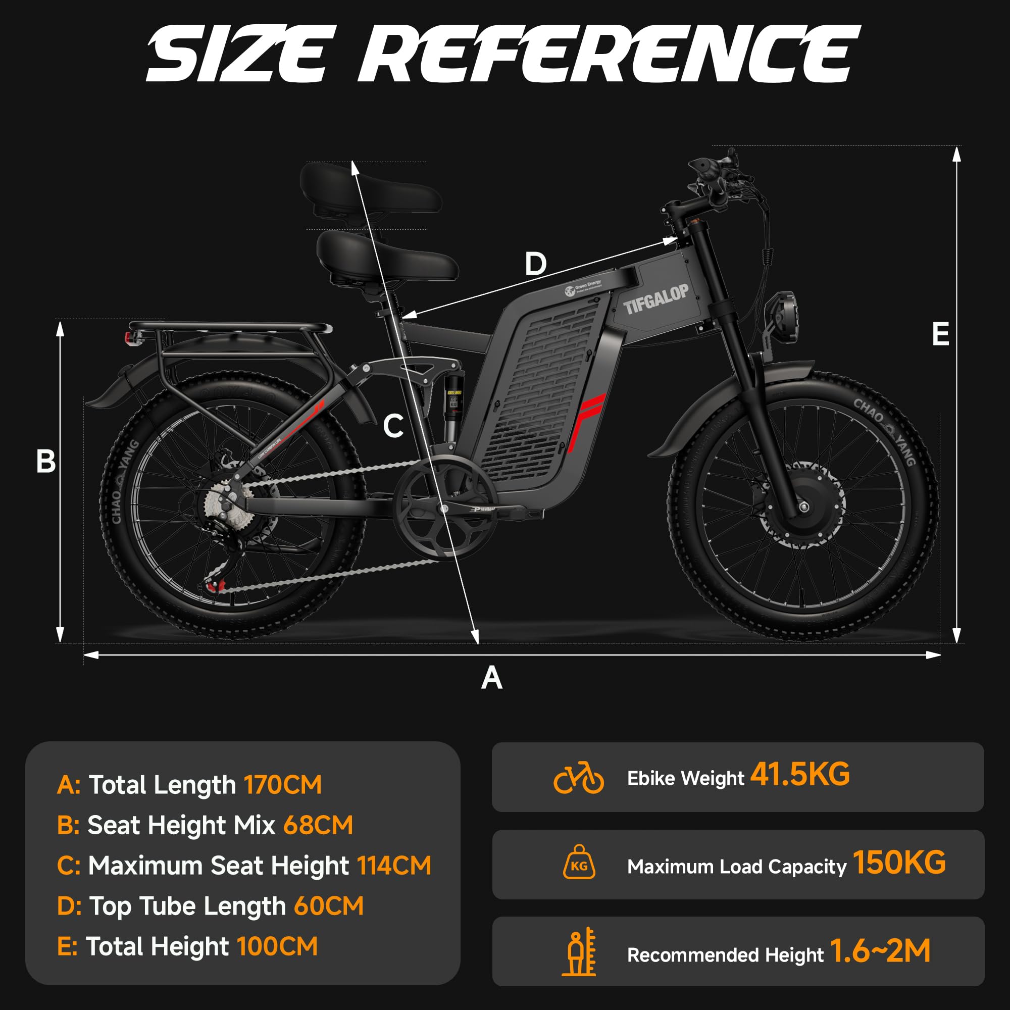 Vélo électrique pour adulte, double moteur, batterie lithium-ion 52V 24Ah, autonomie maximale de 45 à 90 kilomètres, pneus de 20 pouces de large, suspension intégrale, vélo électrique à 7 vitesses.