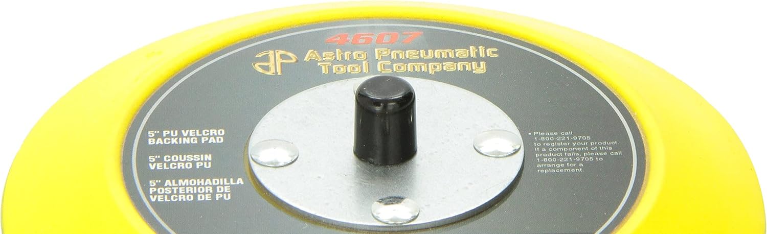 Astro Pneumatic Tool 4607 5" PU Hook & Loop Backing Pad , yellow