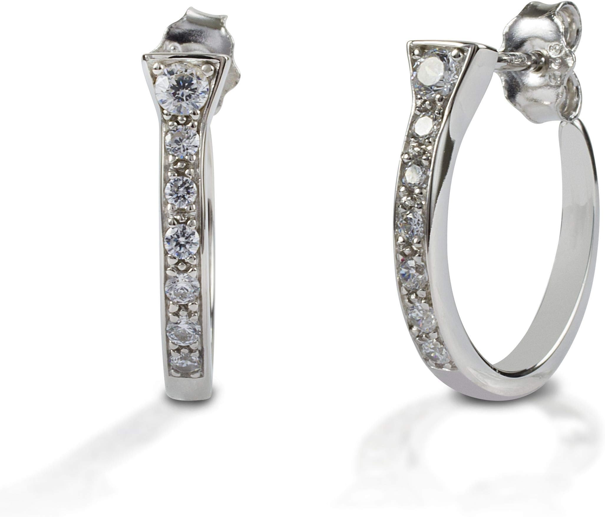 Horseshoe Earrings Nail Design - Sterling Silver Western Jewelry for Women | Cubic Zirconia Accents | Authentic Western Earrings