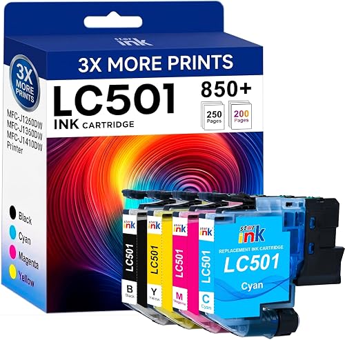 Starink LC501 Ink Cartridges Replaced for Brother MFC-J1360DW Ink 4 Pack