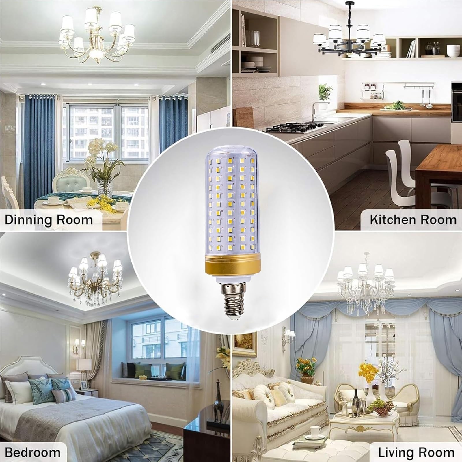 Bombillas LED E14 40W Sustituye 400W No Regulable Con Casquillo Edison Sin Parpadeos Ahorro Energético Para Lámparas de Araña Apliques de Pared Lámparas de Techo(Warm White 3000K)
