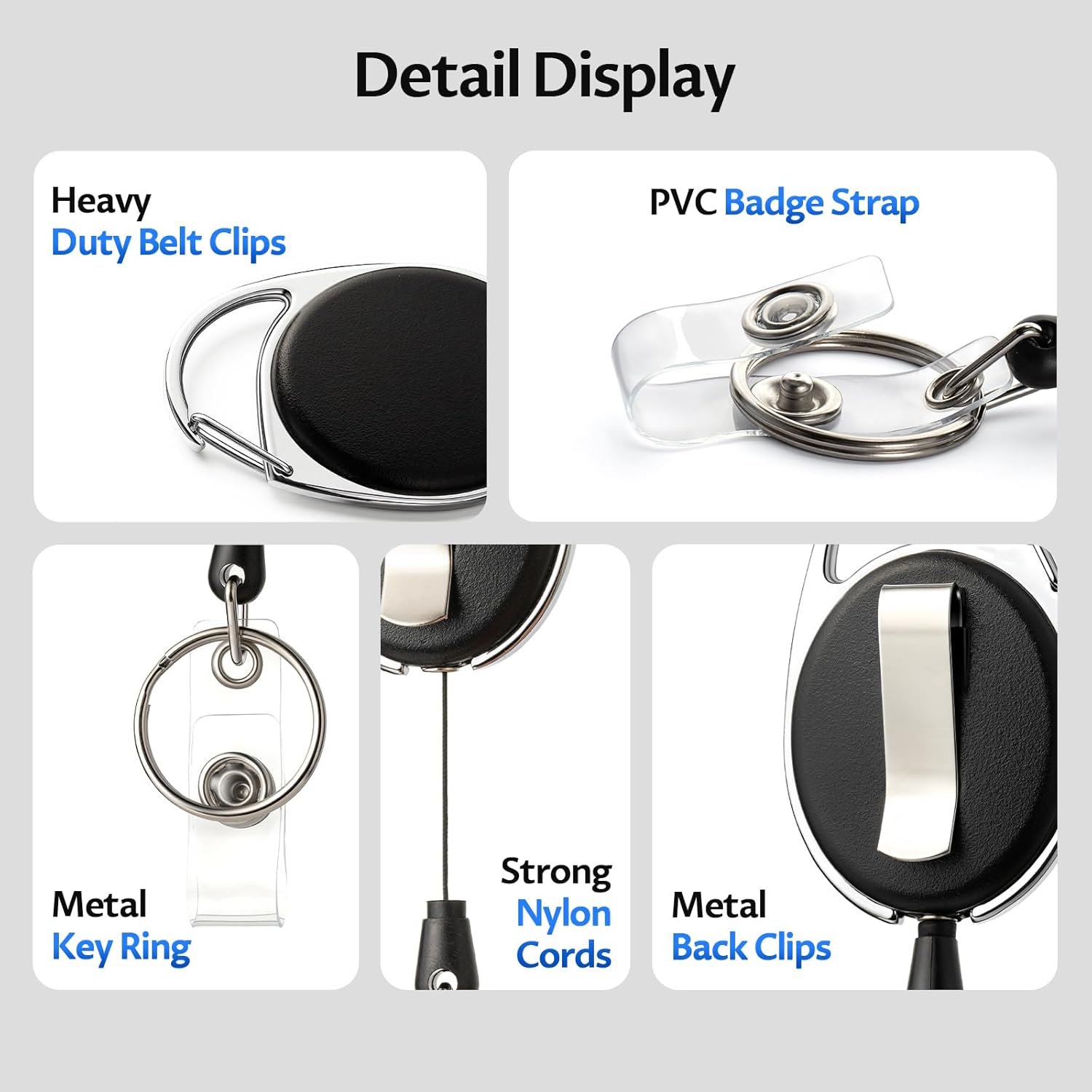 Simetufy 100 Pack Retractable Badge Reels, ID Badge Holder Retractable with Carabiner Reel Clip, Heavy Duty Keychain with Ring for Office Worker Employee, Doctor, Nurse & Student