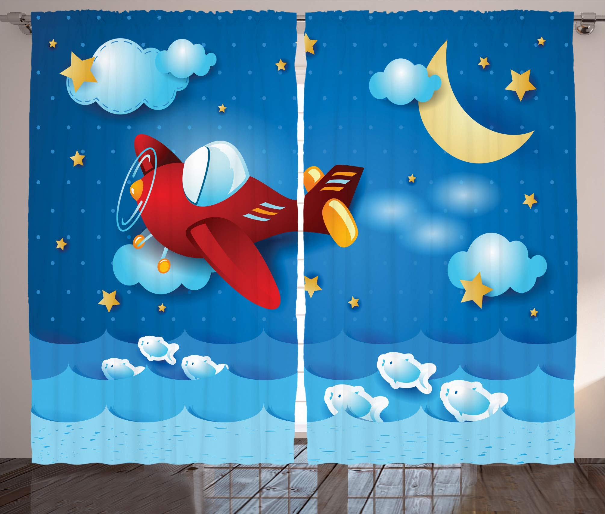 sheer curtains The Moon and the Stars Curtain 63 inch length,Window Treatments, Living Room Bedroom drapes Set 63" W x 63" L