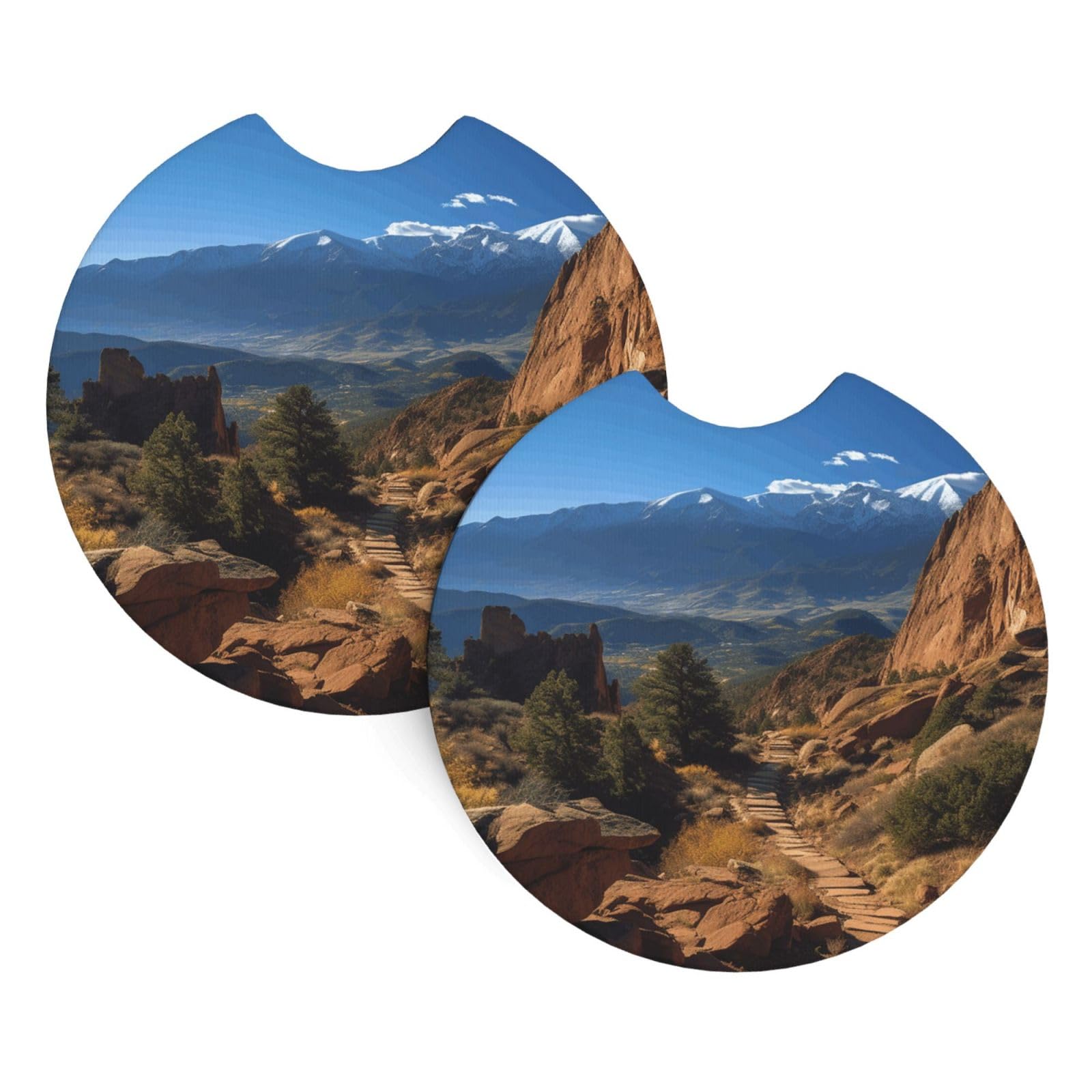 2 Pack Car Coaster for Cup Holders Pikes Peak Colorado Car Cup Coaster 2.7" Neoprene Non-Slip Automotive Cup Mat Universal Auto Car Interior Accessories for Women Men Cup Pad