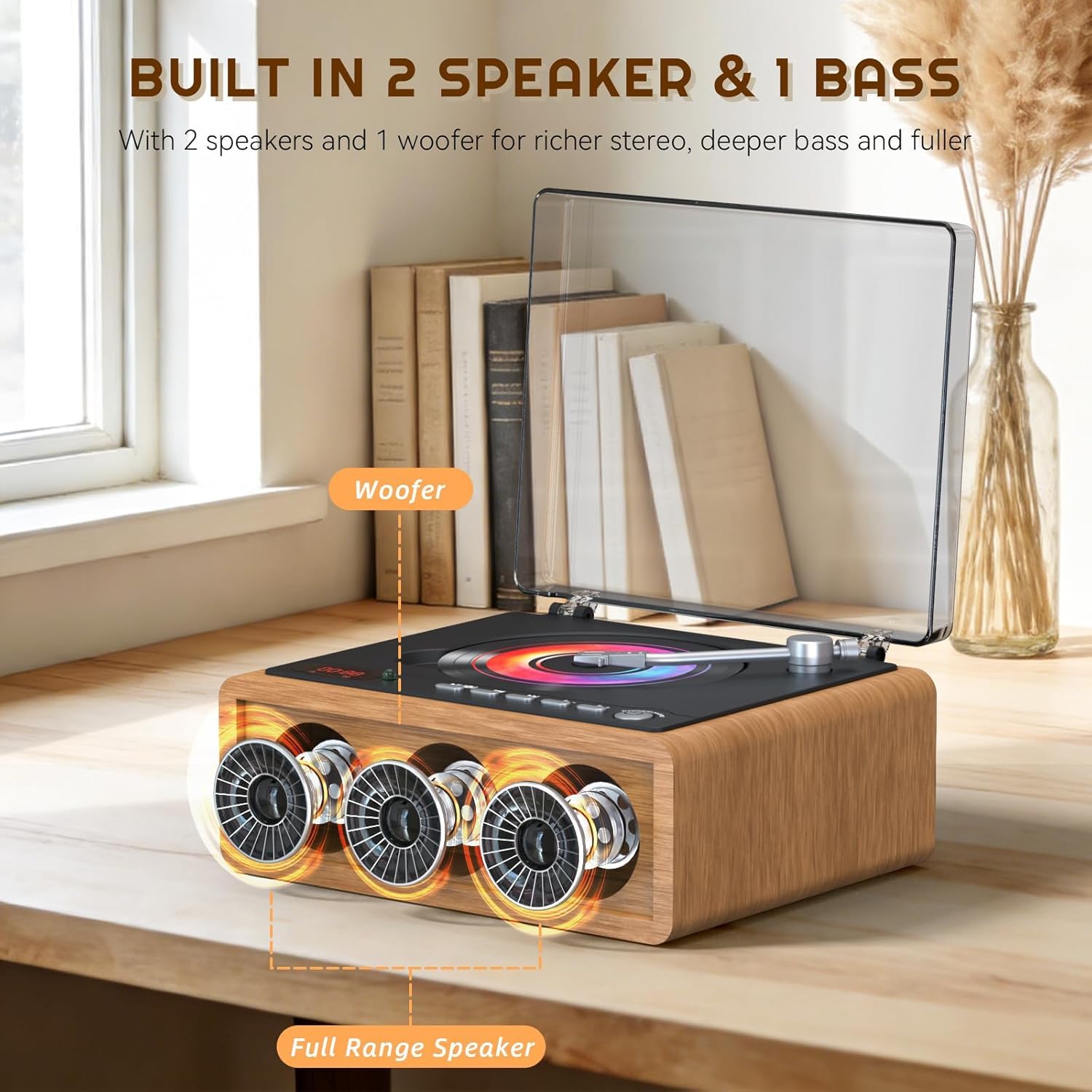 MONODEAl Retro CD Player Bluetooth mit Holz Case, HiFi Bass Boost | Wiederaufladbar Discman mit Fernbedienung und Sleep Timer, CD Player Tragbar mit USB/AUX Wiedergabe