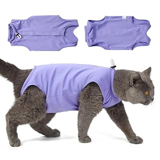 LIANZIMAU Cat Recovery Suit Female Cat Onesie After Surgery Spay Neuter Cone Alternative Breathable Post Surgery Recovery Suit Soft Cotton Adjustable Abdominal Bodysuit Kitten Healing - Amazon product rated Grade A
