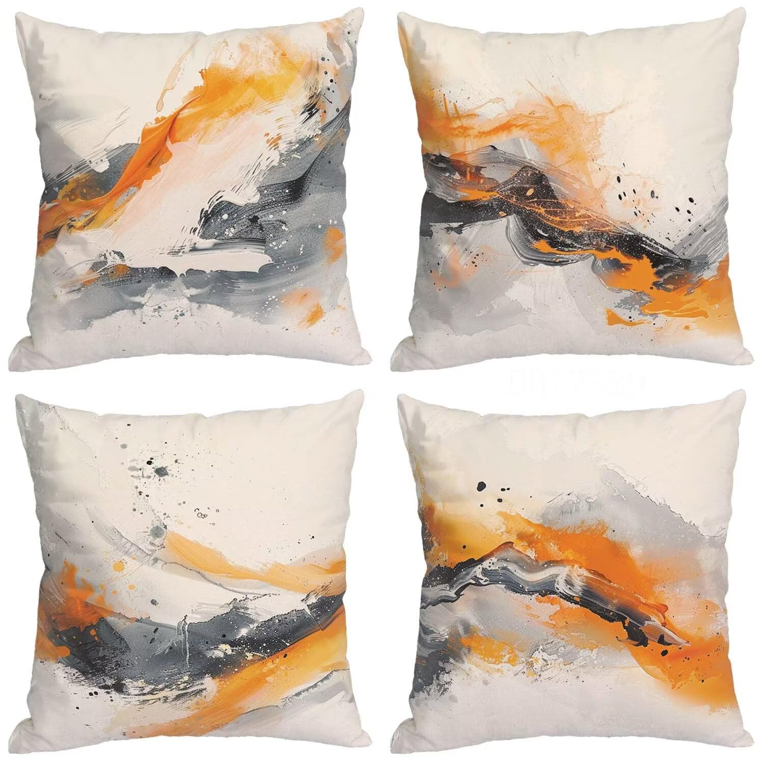 Housse de coussin doux lot de 4 en velours jaune 50x50cm au style marbre chic