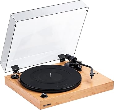 Fluance RT82 Reference High Fidelity Vinyl Turntable Record Player With Ortofon Om10 Cartridge Speed Control Motor Solid Wood Plinth Vibration Isolation Feet Piano Black